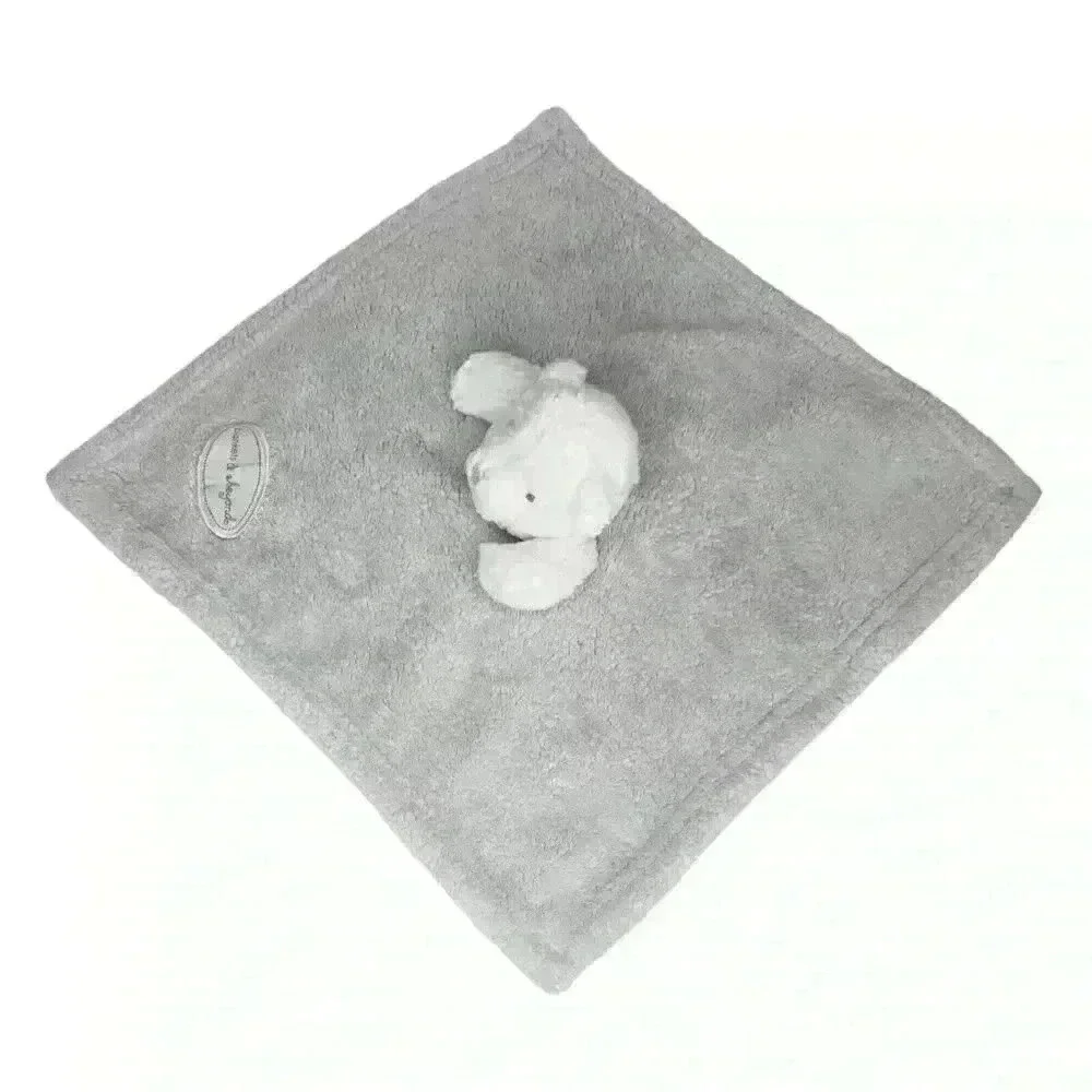 Blankets and Beyond plush bear lovey security blanket gray white